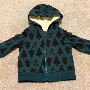 Hanna Andersson Green Tree Sherling Lined Zip Jacket